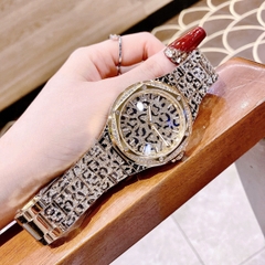 Michael Kors Lennox |Unisex |Vàng Gold |Dây Kim Loại Họa Tiết Báo |Máy Pin (Quartz) |Size 43mm