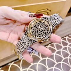 Michael Kors Lennox |Unisex |Vàng Gold |Dây Kim Loại Họa Tiết Báo |Máy Pin (Quartz) |Size 43mm