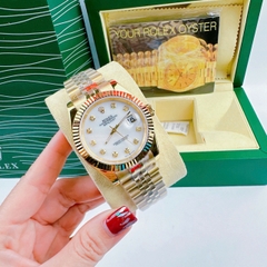 Rolex Niềng Khía |Nam Giới |Mặt Trắng |Dây Kim Loại Vàng Gold |Máy Pin (Máy Quartz) |Size 41mm