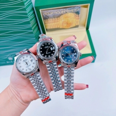Rolex Niềng Khía |Nam Giới |Mặt Trắng |Dây Kim Loại Silver |Máy Pin (Máy Quartz) |Size 41mm