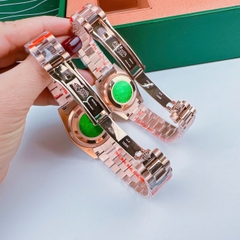 Rolex Niềng Khía |Cặp Đôi |Mặt Nâu |Dây Kim Loại Rose Gold |Máy Pin (Máy Quartz) |Size 36x31mm