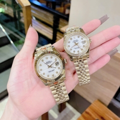 Rolex Date Just |Cặp Đôi |Mặt Trắng |Dây Kim Loại Vàng Gold |Máy Pin (Máy Quartz) |Size 41x31mm
