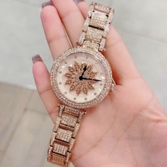 Davena Bông Hoa Xoay |Nữ Giới |Đính Đá |Dây Kim Loại Rose Gold |Máy Pin (Quartz) |Size 38mm