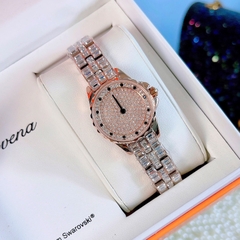 Davena Full Đá |Nữ Giới |Rose Gold |Dây Kim Loại Đính Pha Lê |Máy Pin (Quartz) |Size 25mm