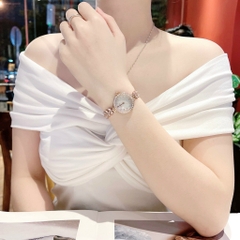 Davena Mặt Trắng |Nữ Giới |Rose Gold |Vòng Tay Đính Đá |Máy Pin (Quartz) |Size 26mm