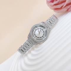 Davena Mặt Xà Cừ |Nữ Giới |Đính Đá |Dây Kim Loại Silver |Máy Pin (Quartz) |Size 38mm