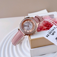 Set Coach Boyfriend |Nữ Giới |Đính Đá |Rose Gold |Dây Da Hồng |Máy Pin (Quartz) |Size 34mm