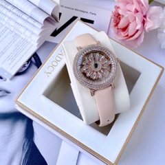 Davena Bông Hoa Xoay |Nữ Giới |Đính Đá |Rose Gold |Dây Da Hồng |Máy Pin (Quartz) |Size 38mm