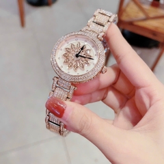Davena Bông Hoa Xoay |Nữ Giới |Đính Đá |Dây Kim Loại Rose Gold |Máy Pin (Quartz) |Size 38mm