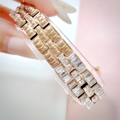 Davena Full Đá |Nữ Giới |Rose Gold |Dây Kim Loại Đính Pha Lê |Máy Pin (Quartz) |Size 25mm