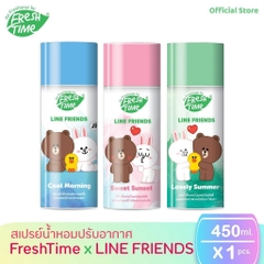 Xịt thơm phòng Fresh Time Line Friends Thái Lan 450ml hương nước hoa đuổi muỗi, khử khuẩn, thơm phòng