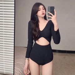 Bikini liền thân tay dài nhún ngực- vải xịn (45-60kg)
