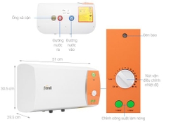 Máy Nước Nóng Gián Tiếp Ferroli VERDI-TE (1500w+1000w, 3 công suất)