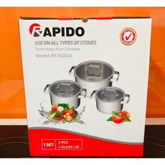 Bộ nồi Inox 3 chiếc Rapido RK182024