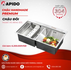Chậu rửa bát inox 304 RS-8846-3ES (chậu đôi)