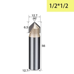Mũi phay gỗ alu cnc vát 90 độ chữ V không bi Tideway cao cấp cốt chân bé 6.35mm và chân to 12.7mm