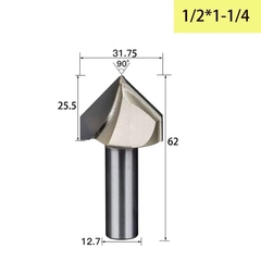 Mũi phay gỗ alu cnc vát 90 độ chữ V không bi Tideway cao cấp cốt chân bé 6.35mm và chân to 12.7mm