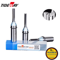 Mũi phay CNC cắt gỗ, Dao phay 3 cánh thẳng TCT Tideway cốt trục 12.7mm chất liệu hợp kim C45 cao cấp