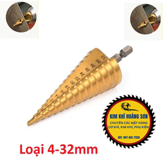 Mũi khoan tháp bước phủ thép HSS cao cấp 4-32mm khoan đa năng chuôi lục giác khoét lỗ sắt gỗ nhựa