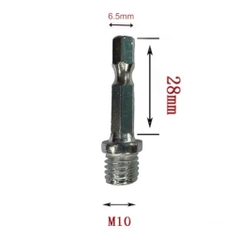 Đầu chuyển máy khoan thành máy cắt mài ti gắn đĩa chà nhám chuôi tròn 8mm, lục giác 6.3mm M10 - M14