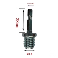 Đầu chuyển máy khoan thành máy cắt mài ti gắn đĩa chà nhám chuôi tròn 8mm, lục giác 6.3mm M10 - M14