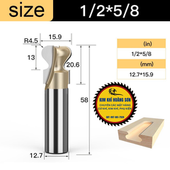 Mũi phay tay nắm âm gỗ cốt trục 12.7mm, mũi soi rãnh khoét cánh tủ TIDEWAY cao cấp hợp kim sắc bén