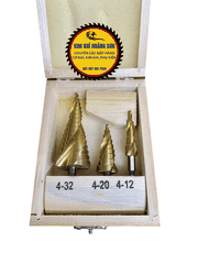 Mũi khoan tháp bước phủ titan thép HSS cao cấp hộp 3 mũi khoan tháp đa năng chuôi lục giác khoét lỗ sắt, gỗ, nhựa