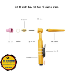 Đầu sứ mỏ hàn tig QQ150 6x30mm loại ngắn, Đầu chụp sứ mỏ hàn inox cao cấp chịu nhiệt tốt