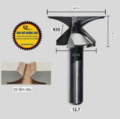 Mũi soi uốn cong gỗ CNC cốt trục 12.7mm phay bo cong 90 độ MDF góc R18 R30 R50 Tideway cao cấp