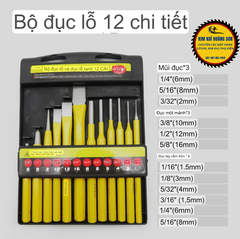 Bộ đột sắt, đục sắt 12 chi tiết chất liệu thép CR-V cao cấp chuyên dụng trong ngành cơ khí