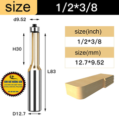 Mũi soi gỗ thẳng CNC lấy nền, Mũi phay TIDEWAY cốt to 12.7mm có bi sử dụng cho máy phay, máy cắt CNC