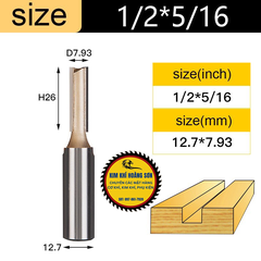 Mũi soi gỗ thẳng CNC lấy nền, Mũi phay gỗ TIDEWAY cốt to 12.7mm sử dụng cho máy phay, máy cắt CNC