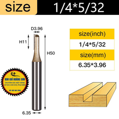 Mũi soi gỗ thẳng CNC lấy nền, Mũi phay gỗ TIDEWAY cốt bé 6.3mm sử dụng cho máy phay, máy cắt CNC