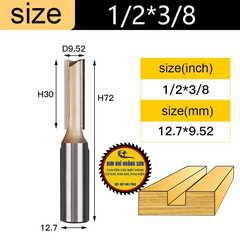 Mũi soi gỗ thẳng CNC lấy nền, Mũi phay gỗ TIDEWAY cốt to 12.7mm sử dụng cho máy phay, máy cắt CNC