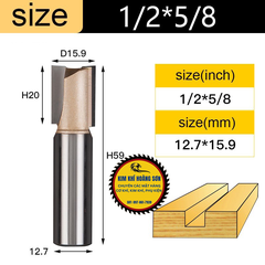 Mũi soi gỗ thẳng CNC lấy nền, Mũi phay gỗ TIDEWAY cốt to 12.7mm sử dụng cho máy phay, máy cắt CNC