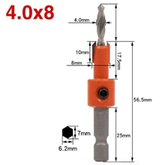 Mũi khoan mồi âm vít gỗ 2 tầng 3mm 4mm chân lục giác, Mũi khoan âm vít chất liệu hợp kim cao cấp