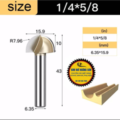 Mũi phay alu soi gỗ quả đào tròn lưỡi phay rãnh dao cầu TIDEWAY cốt bé 6,3mm dùng cho máy soi, CNC