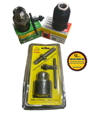 Đầu kẹp mũi khoan măng ranh ren 13mm kẹp mũi khoan đường kính từ 1.5mm đến 13mm, đầu vặn và đầu có trục nối, khóa đi kèm