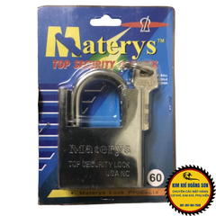 Ổ khóa cửa treo chống cắt Materys size 50mm - 60mm giá rẻ chống trộm, chống đập hiệu quả kèm 3 chìa