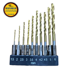 Bộ 10 Mũi Khoan Thép Hss Chuôi Lục Giác Đường Kính Từ 1.5 - 6mm Khoan Kim Loại, Sắt, Nhôm, Gỗ, Nhựa