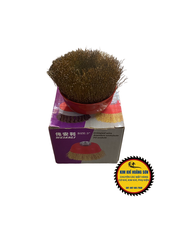 Chổi đánh rỉ sắt, chén cước có ren kích thước 3 inch lỗ trục M10x1.5 lắp máy mài cầm tay tiện dụng