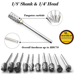 Bộ 10 mũi mài hợp kim mini điêu khắc gỗ lũa kim loại sắt nhựa chuôi 3mm độ cứng cao chịu nhiệt tốt