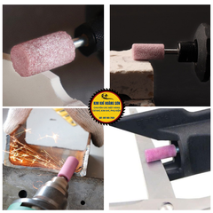 Mũi đá mài, đầu đá mài hình trụ, hình nón, hình tròn đường kính trục 6mm lắp máy khoan cầm tay