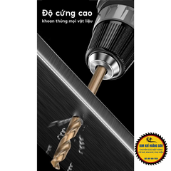 Bộ 19 mũi khoan gỗ và sắt thép HSS màu vàng phủ Titanium, đường kính 1-10mm bảo quản trong hộp sắt