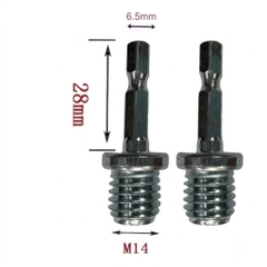 Đầu chuyển máy khoan thành máy cắt mài ti gắn đĩa chà nhám chuôi tròn 8mm, lục giác 6.3mm M10 - M14