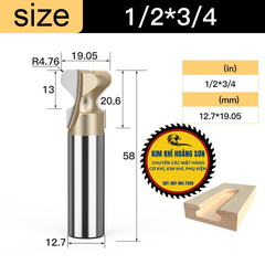 Mũi phay tay nắm âm gỗ cốt trục 12.7mm, mũi soi rãnh khoét cánh tủ TIDEWAY cao cấp hợp kim sắc bén