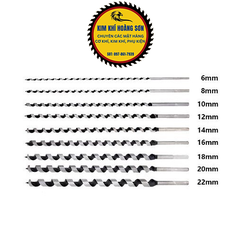 Mũi khoan gỗ xoắn ốc đường kính từ 10 - 25mm x 460mm chất liệu thép cacbon phù hợp máy khoan bàn