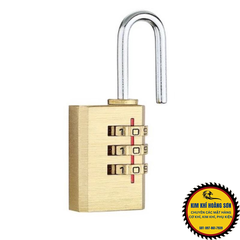 Ổ khóa 3 mã số xoay mini chất liệu đồng thau, khóa vali, khóa balo, khóa tủ không cần chìa bền chắc