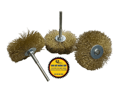 Chổi đánh rỉ sắt cước quật gỗ chất liệu thép không rỉ mạ đồng lắp máy khoan cầm tay