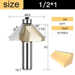 Mũi soi vát chữ V phay gỗ Alu CNC 45 độ có bi Tideway cao cấp cốt bé 6.3mm và cốt to 12.7mm sử dụng cho máy phay, máy CNC